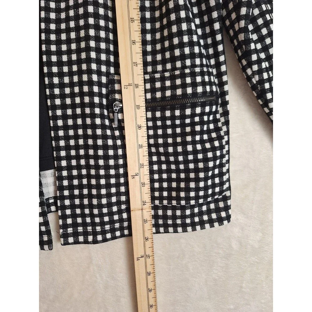 Ophelia Roe Women's 1X Open Front Blazer Jacket Black White Plaid Check Pockets